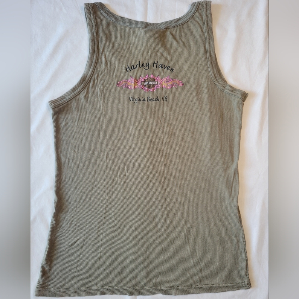 Harley-Davidson Dark Green Embellished Tank Top - Picture 4 of 5